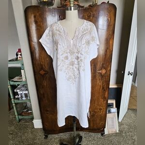 Johnny Was White Floral Embroidered Mini Dress